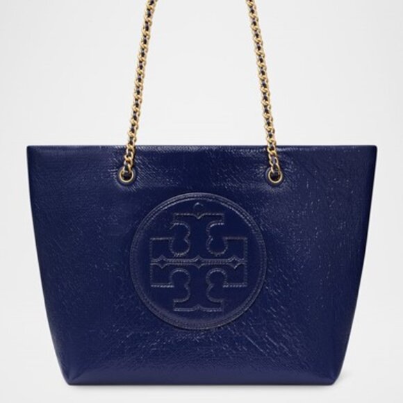 New Tory Burch Ella Crinkled Patent Chain Tote Bag - Picture 2 of 13